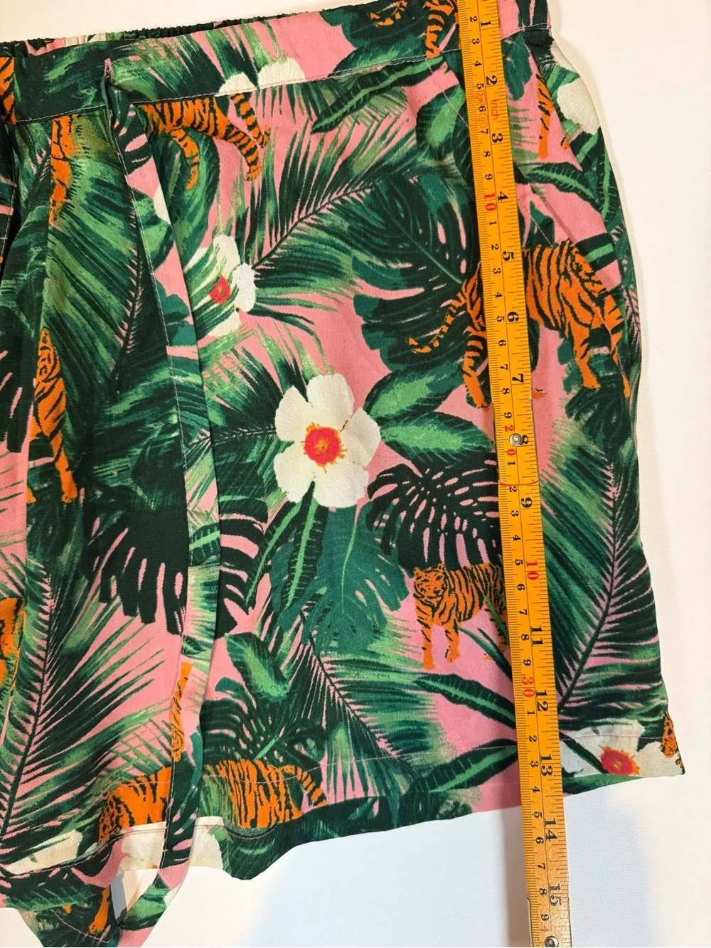 Cynthia Rowley Sleepwear Tropical Tiger Palm Print Pajama Shorts Pink Green L